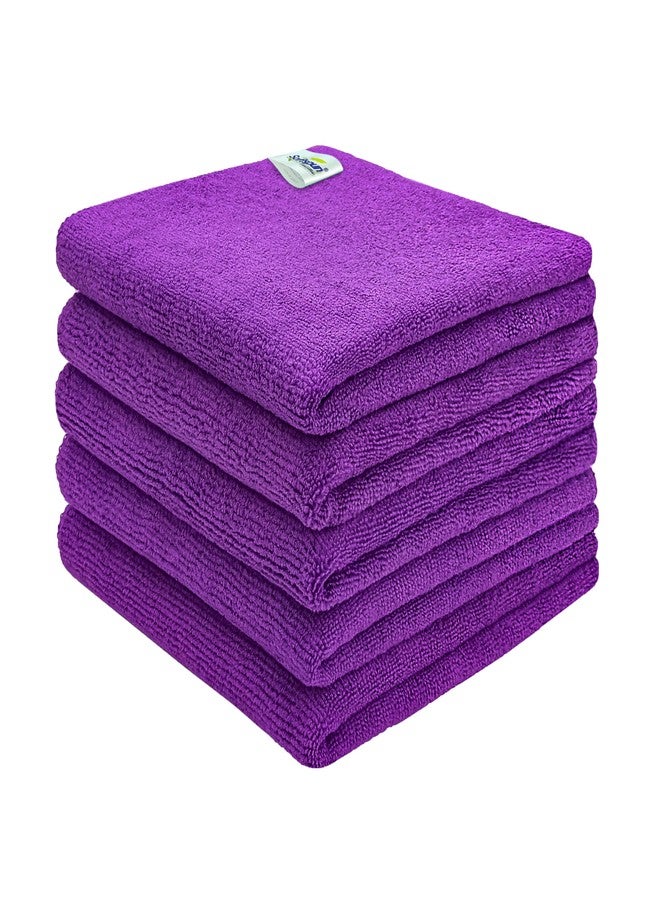 SOFTSPUN Microfiber Cloth - 5 pcs 40x40 cms 340 GSM Purple Thick Lint & StreakFree Multipurpose Cloths Automotive Microfibre Towels for Car Bike Cleaning Polishing Washing & Detailing. - Image 1